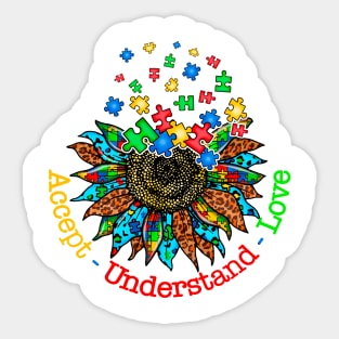 Accept Understand Love Autism Awareness Gift for Birthday, Mother's Day, Thanksgiving, Christmas Sticker